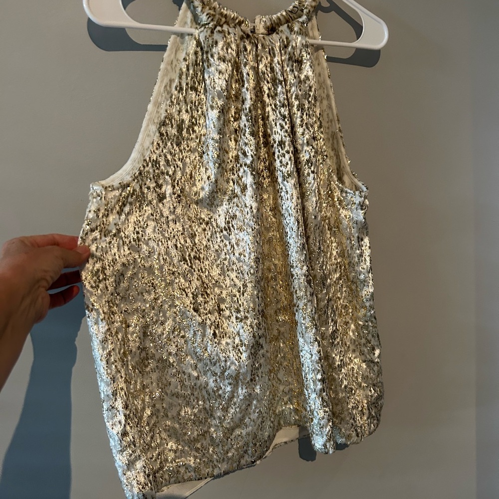 Elie Tahari Gold Halter style Blouse